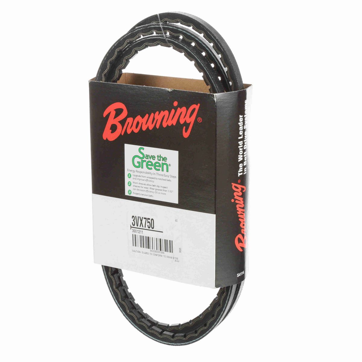 Browning EPDM Notched Belt 98% Efficient - 3VX750