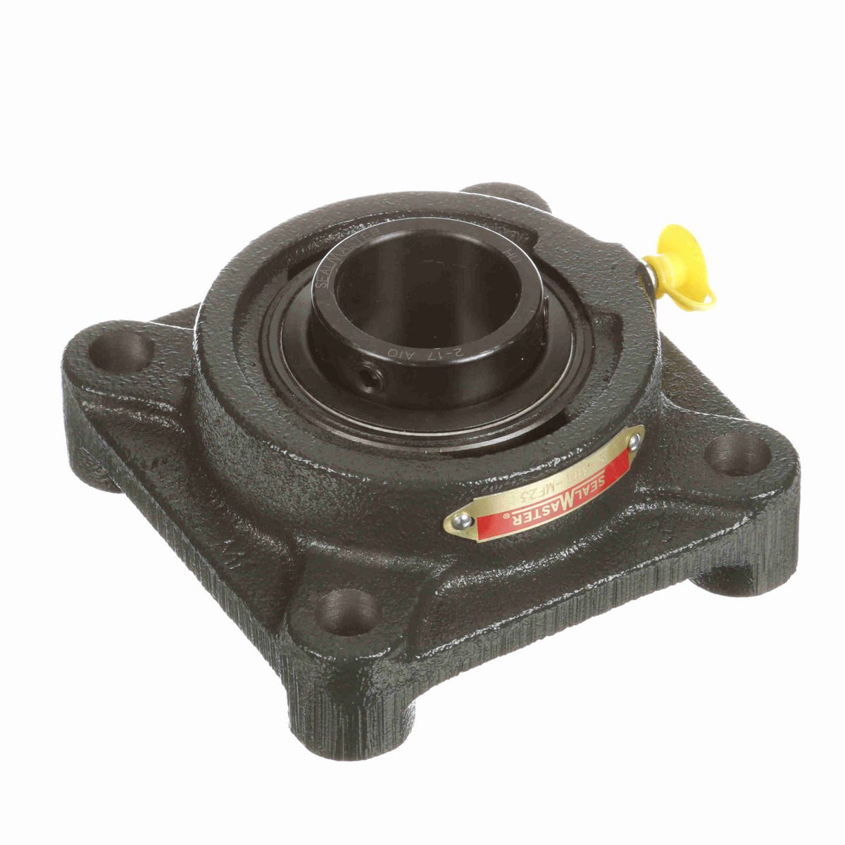 Sealmaster Mounted Cast Iron Four Bolt Flange Ball Bearing - 52100 Bearing Steel, Black Oxided - Setscrew Lock - S-3101-MF23