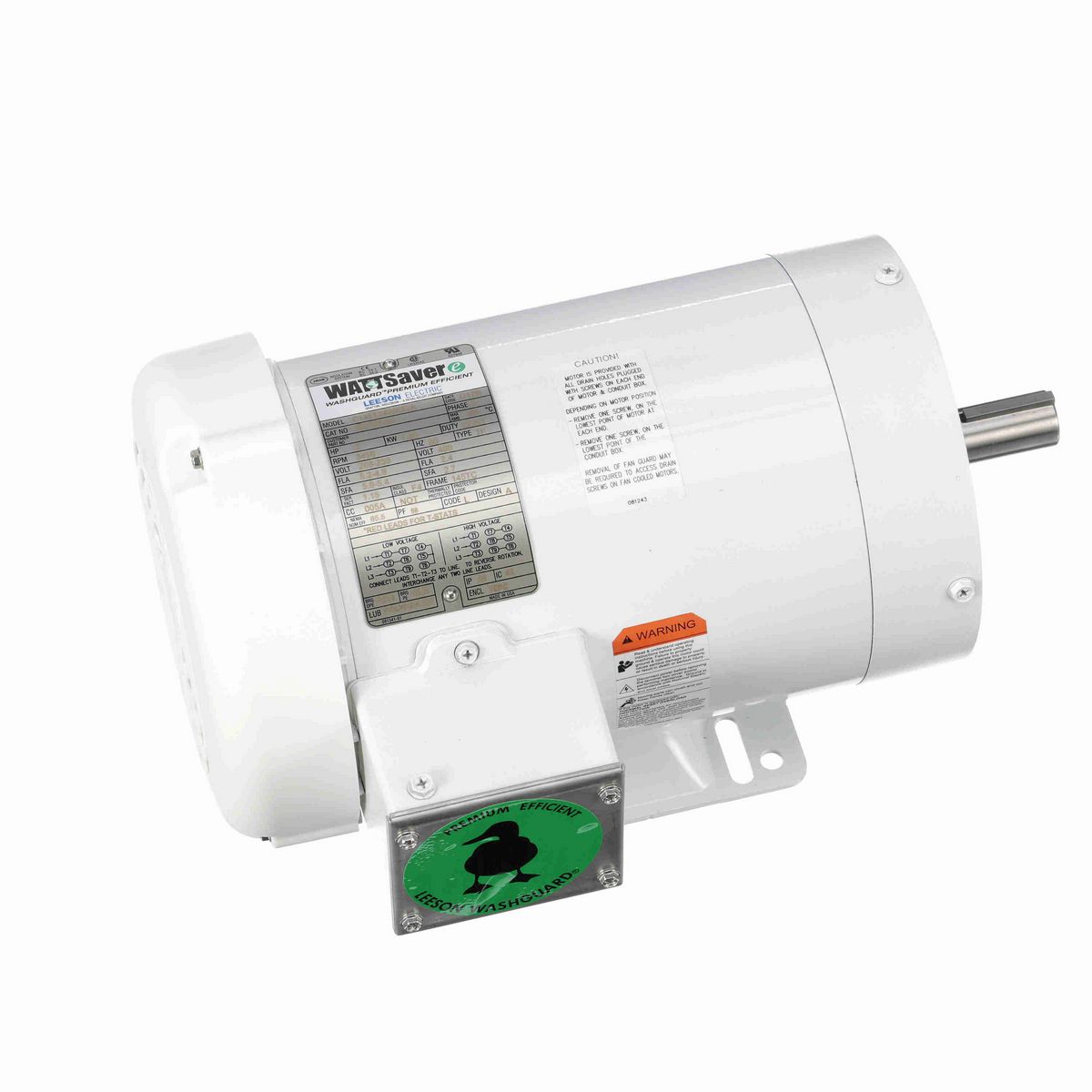 LEESON White Duck™ General Purpose Motor, 2 HP, 3 Ph, 60 Hz, 230/460 V, 3600 RPM, 145TC Frame, TEFC - 122185.00
