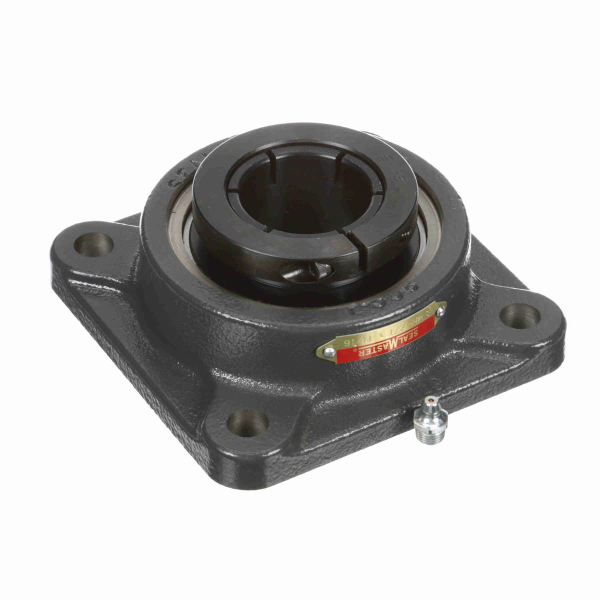 Sealmaster Mounted Cast Iron Four Bolt Flange Ball Bearing - 52100 Bearing Steel, Black Oxided - Concentric Lock - SFMH-27T