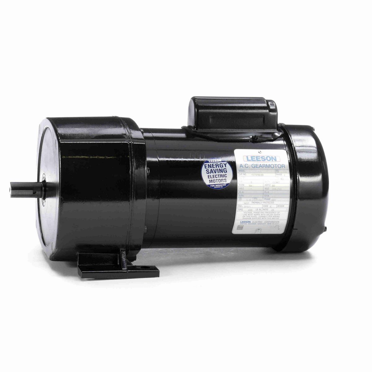 LEESON Parallel Shaft Gearmotor, 0.50 HP, 1 Ph, 60 Hz, 115/208-230 V, 59 RPM, 48Y Frame, TEFC - 107016.00