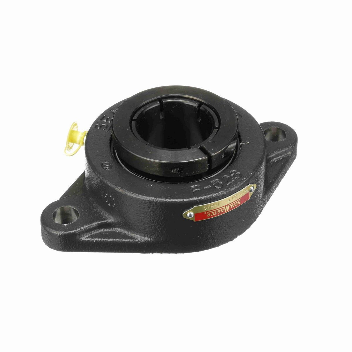 Sealmaster Mounted Cast Iron Two Bolt Flange Ball Bearing - 52100 Bearing Steel, Black Oxided - Concentric Lock - SFT-28T