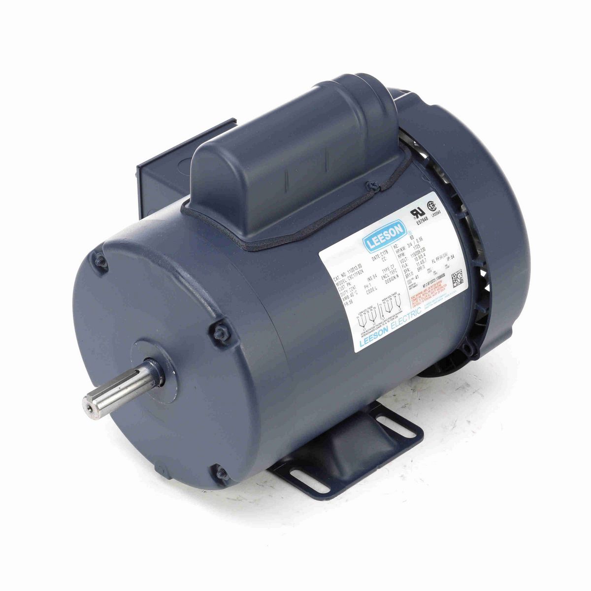 LEESON General Purpose Motor, 0.75 HP, 1 Ph, 60 Hz, 115/230 V, 1800 RPM, 56 Frame, TEFC - 110013.00
