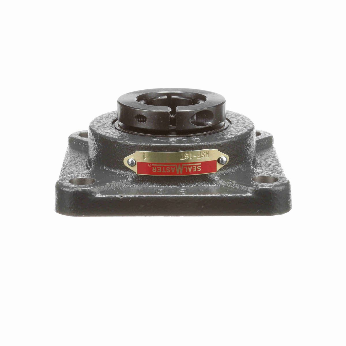 Sealmaster Mounted Cast Iron Four Bolt Flange Ball Bearing - 52100 Bearing Steel, Black Oxided - Concentric Lock - MSF-16T