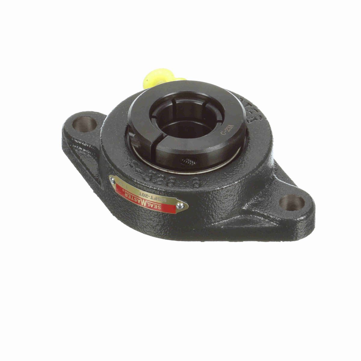 Sealmaster Mounted Cast Iron Two Bolt Flange Ball Bearing - 52100 Bearing Steel, Black Oxided - Concentric Lock - MSFT-20T