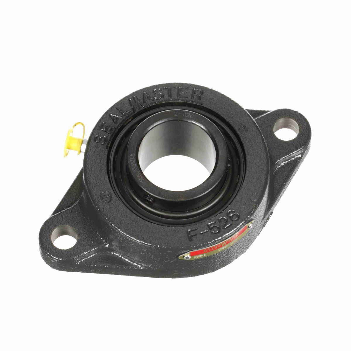 Sealmaster Mounted Cast Iron Two Bolt Flange Ball Bearing - 52100 Bearing Steel, Black Oxided - Setscrew Lock - SFT-28C