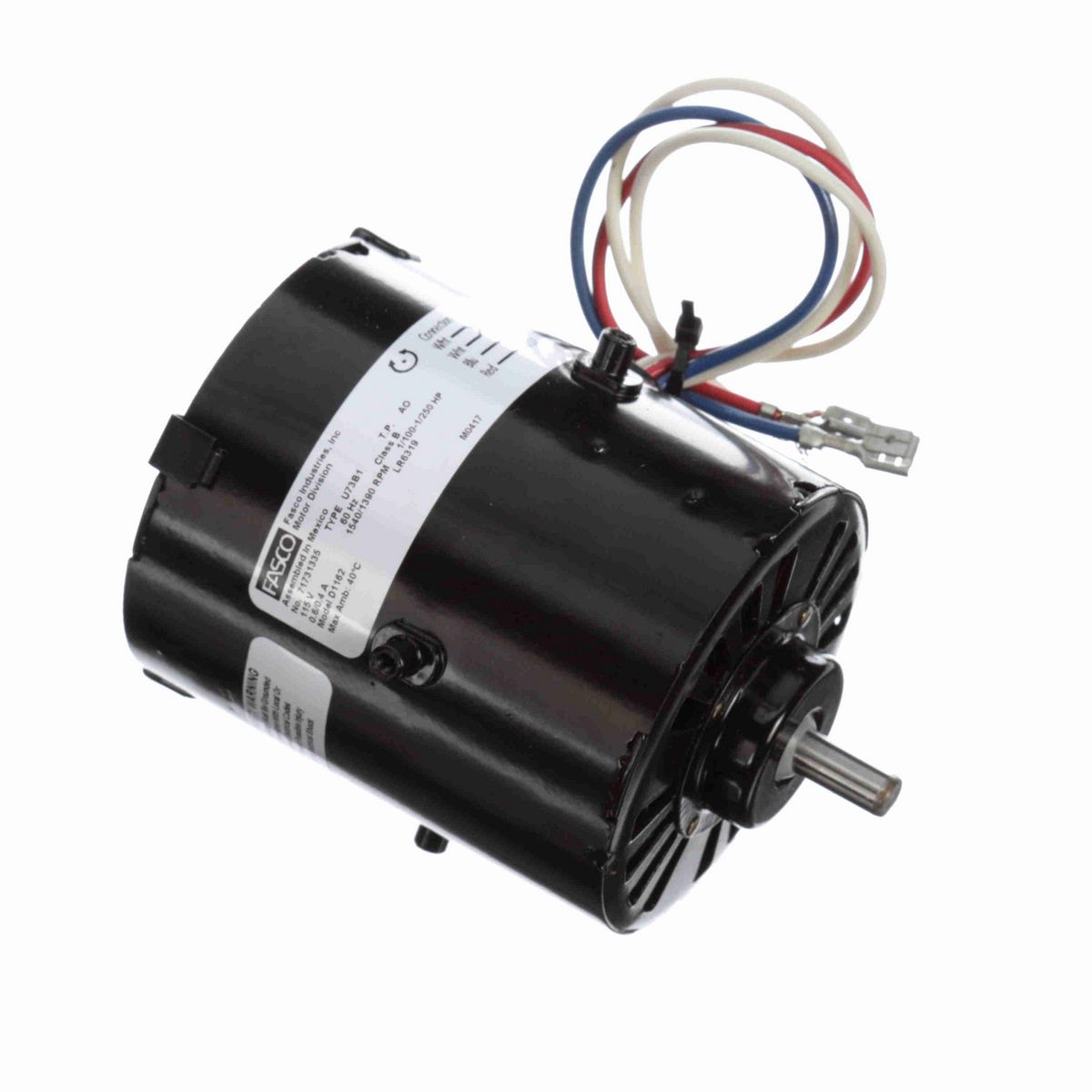FASCO OEM Replacement Motor, 1/100 - 1/250 HP, 1 Ph, 60 Hz, 115 V, 1540/1390 RPM, 1 Speed, 3.3" Diameter, OAO - D1162