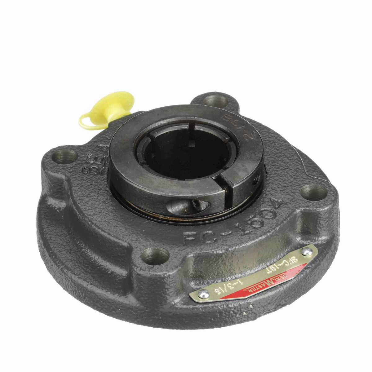 Sealmaster Mounted Cast Iron Flange Cartridge Ball Bearing - 52100 Bearing Steel, Black Oxided - Concentric Lock - SFC-19T