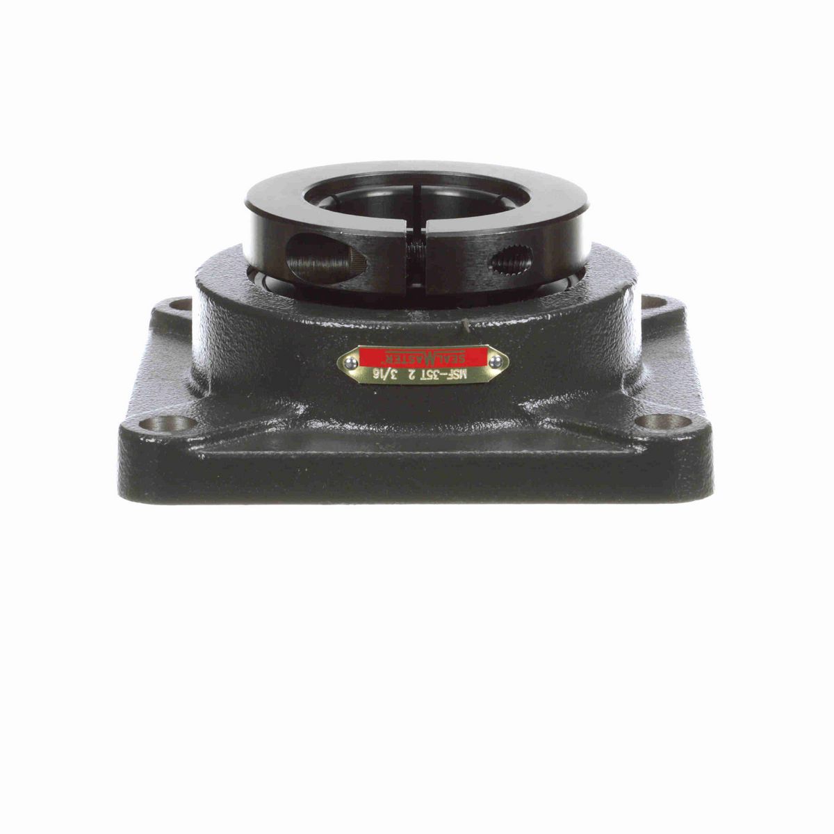 Sealmaster Mounted Cast Iron Four Bolt Flange Ball Bearing - 52100 Bearing Steel, Black Oxided - Concentric Lock - MSF-35T