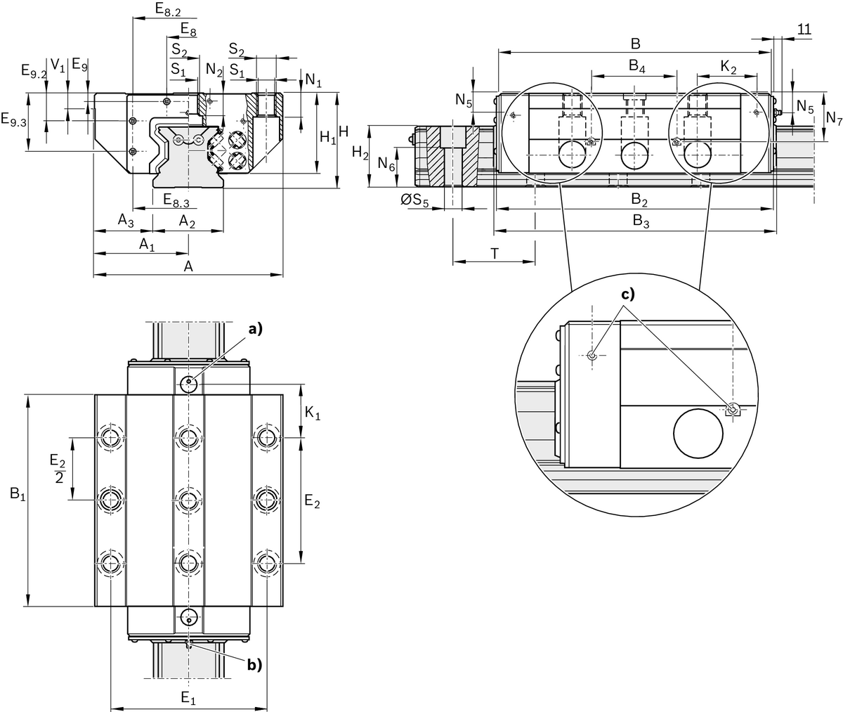 Роликовая каретка устойчивая к коррозии с покрытием Resist CR Bosch Rexroth RWA-125-FLS-C2-H [R186332360]