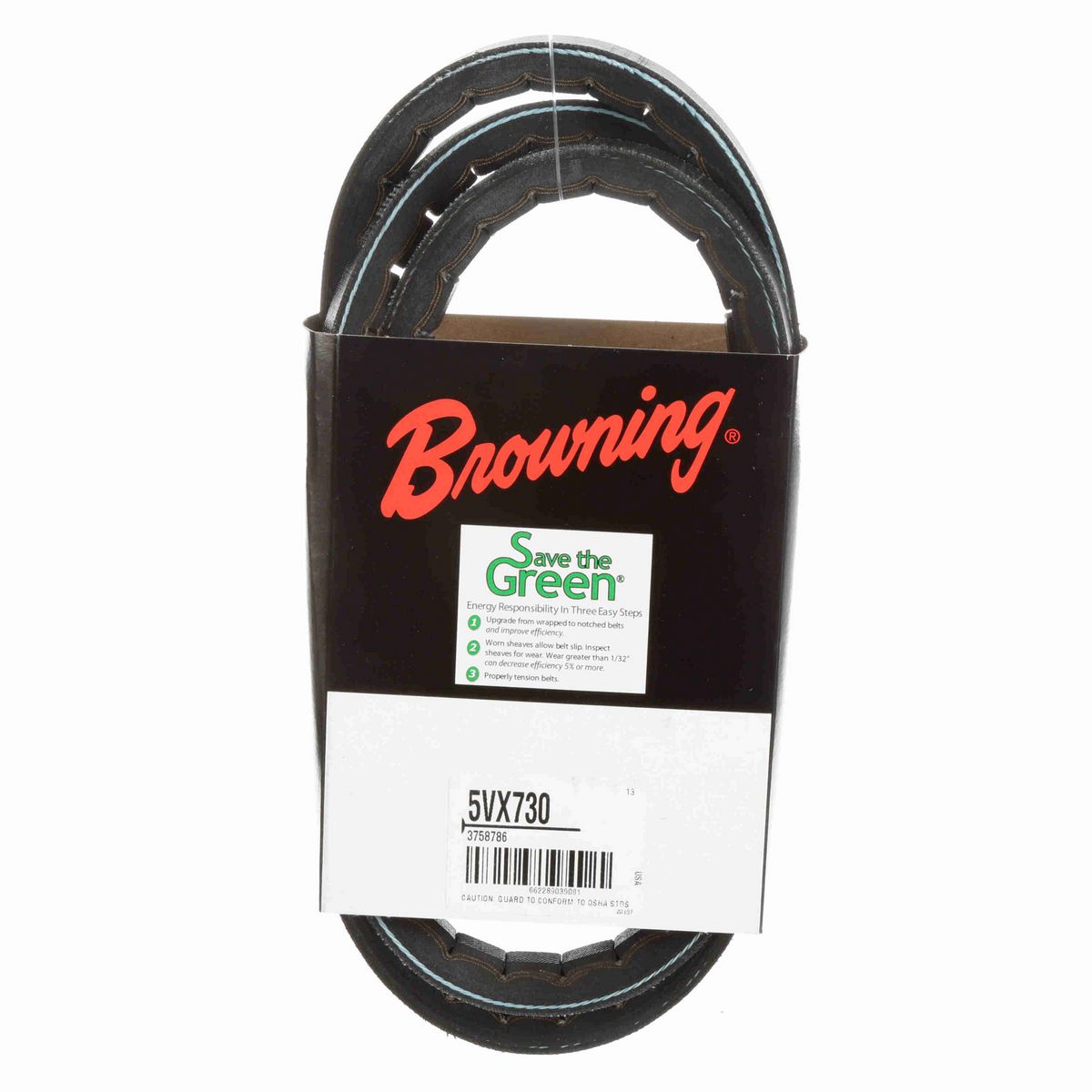 Browning EPDM Notched Belt 98% Efficient - 5VX730