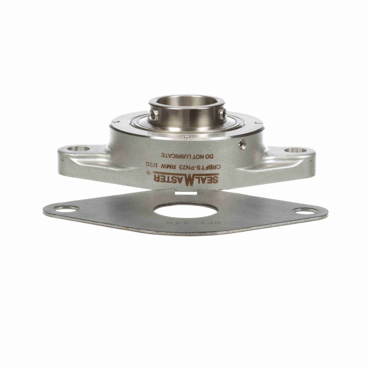 Sealmaster Mounted Stainless Steel Two Bolt Flange Ball Bearing - 52100 Bearing Steel, Phosphorus Nickel Coated - Setscrew Lock - Corrosion Resistant - Reduced Maintenance - Lubed for Life - CRBFTS-PN23 RMW