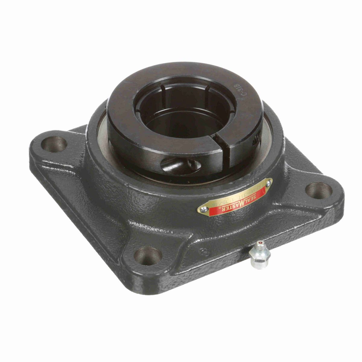 Sealmaster Mounted Cast Iron Four Bolt Flange Ball Bearing - 52100 Bearing Steel, Black Oxided - Concentric Lock - SFMH-31T