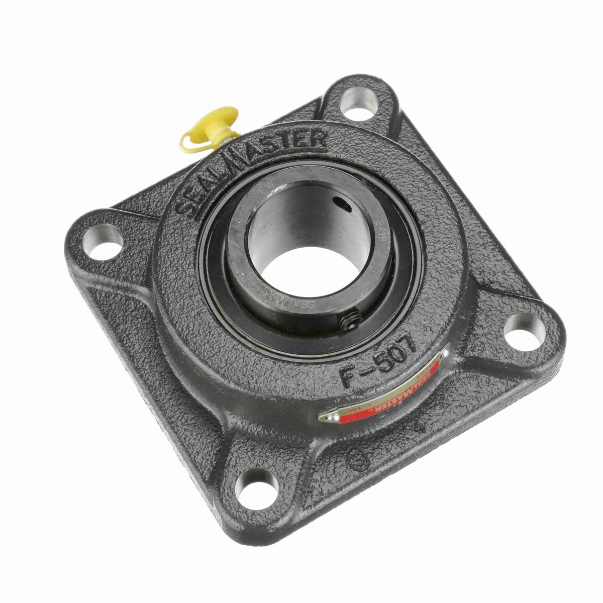 Sealmaster Mounted Cast Iron Four Bolt Flange Ball Bearing - 52100 Bearing Steel, Black Oxided - Setscrew Lock - SF-24