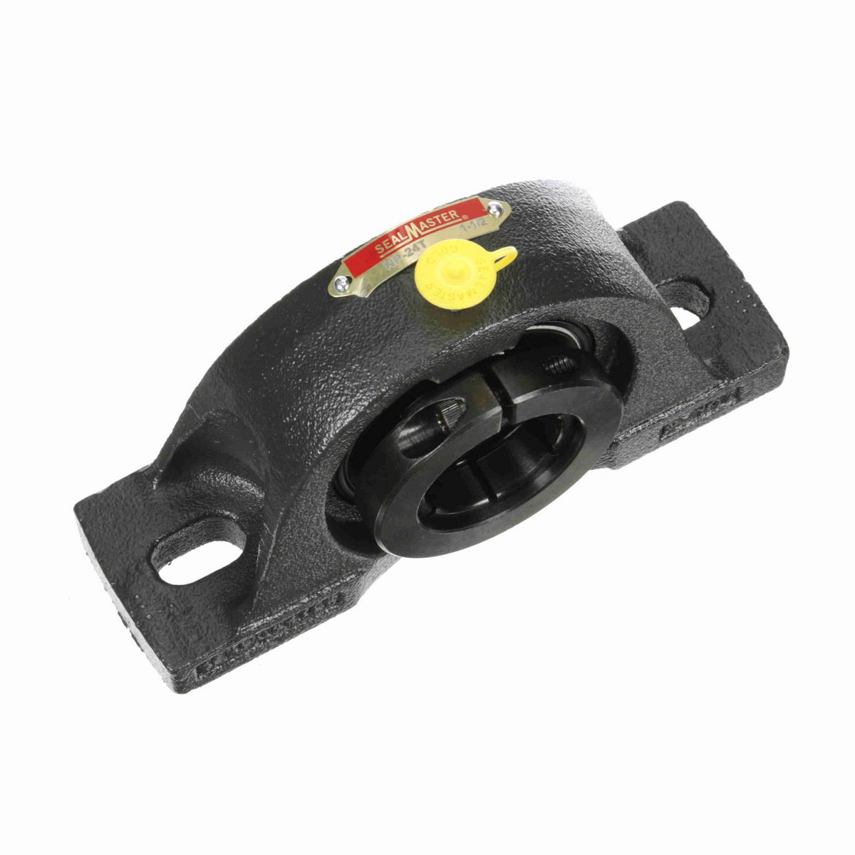 Sealmaster Mounted Cast Iron Two Bolt Pillow Block Ball Bearing - 52100 Bearing Steel, Black Oxided - Concentric Lock - NP-24T