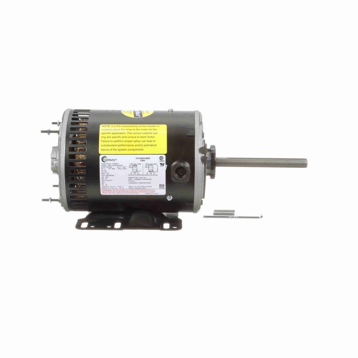 Century JuggerNaut® Condenser Fan Motor, 0.75 HP, 3 Ph, 60 Hz, 230/460 V, 1200 RPM, 56HZ Frame, OPAO - H1056AV1