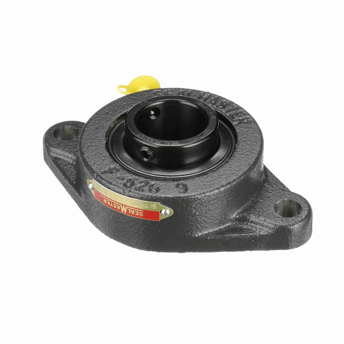 Sealmaster Mounted Cast Iron Two Bolt Flange Ball Bearing - 52100 Bearing Steel, Black Oxided - Setscrew Lock - SFT-22