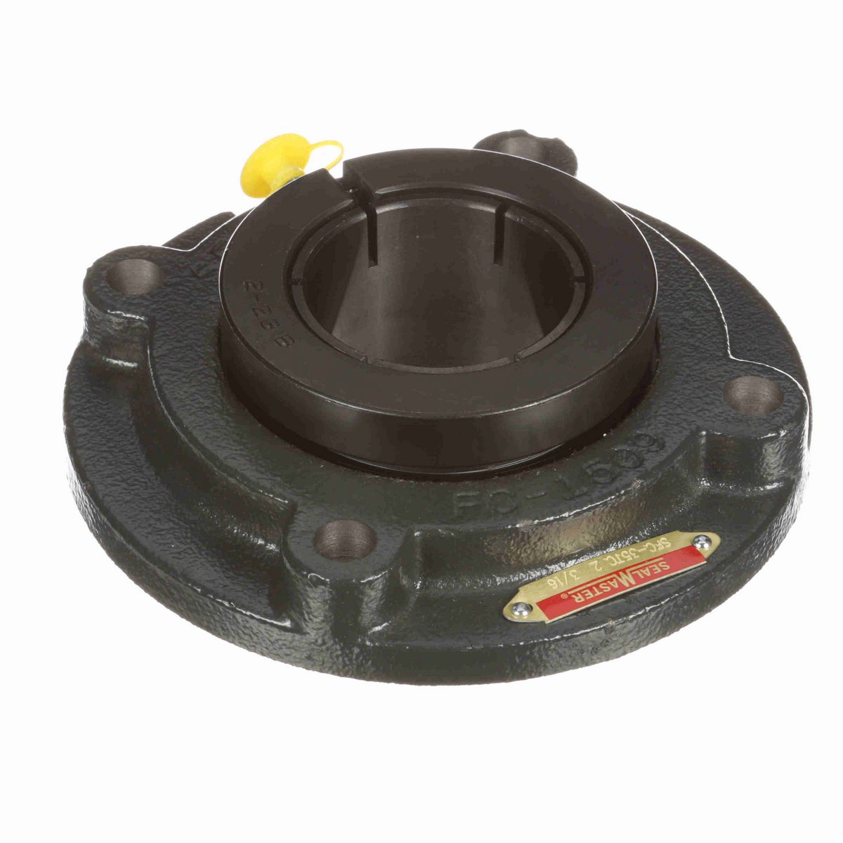 Sealmaster Mounted Cast Iron Flange Cartridge Ball Bearing - 52100 Bearing Steel, Black Oxided - Concentric Lock - SFC-35TC