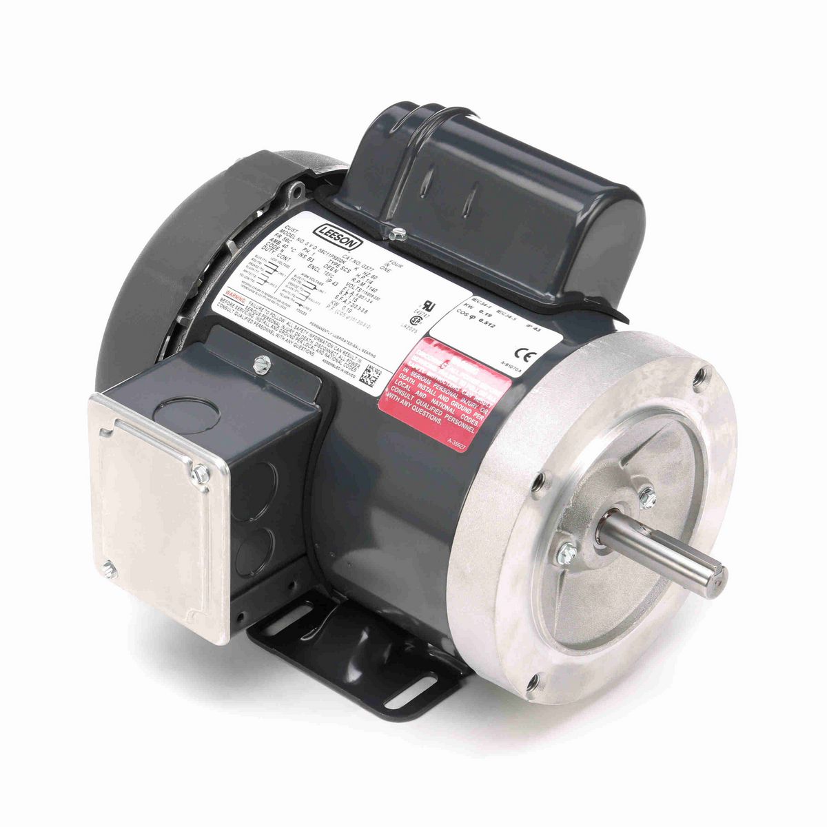 LEESON General Purpose Motor, 0.25 HP, 1 Ph, 60 Hz, 115/208-230 V, 1200 RPM, 56C Frame, TEFC - G577