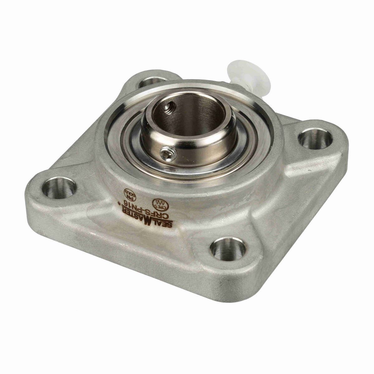 Sealmaster Mounted Stainless Steel Four Bolt Flange Ball Bearing - 52100 Bearing Steel, Phosphorus Nickel Coated - Setscrew Lock - Corrosion Resistant - CRFS-PN16