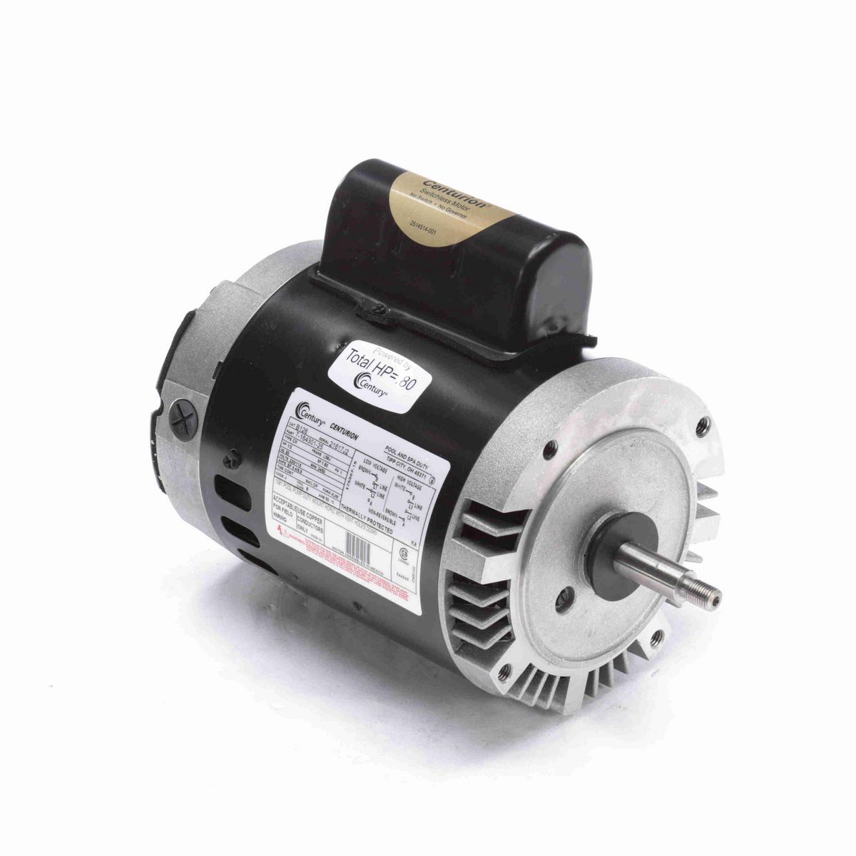 Century Pool Pump Motor, 1/2 HP, 1 Ph, 60 Hz, 230/115 V, 3600 RPM, L56J Frame, DP - B126