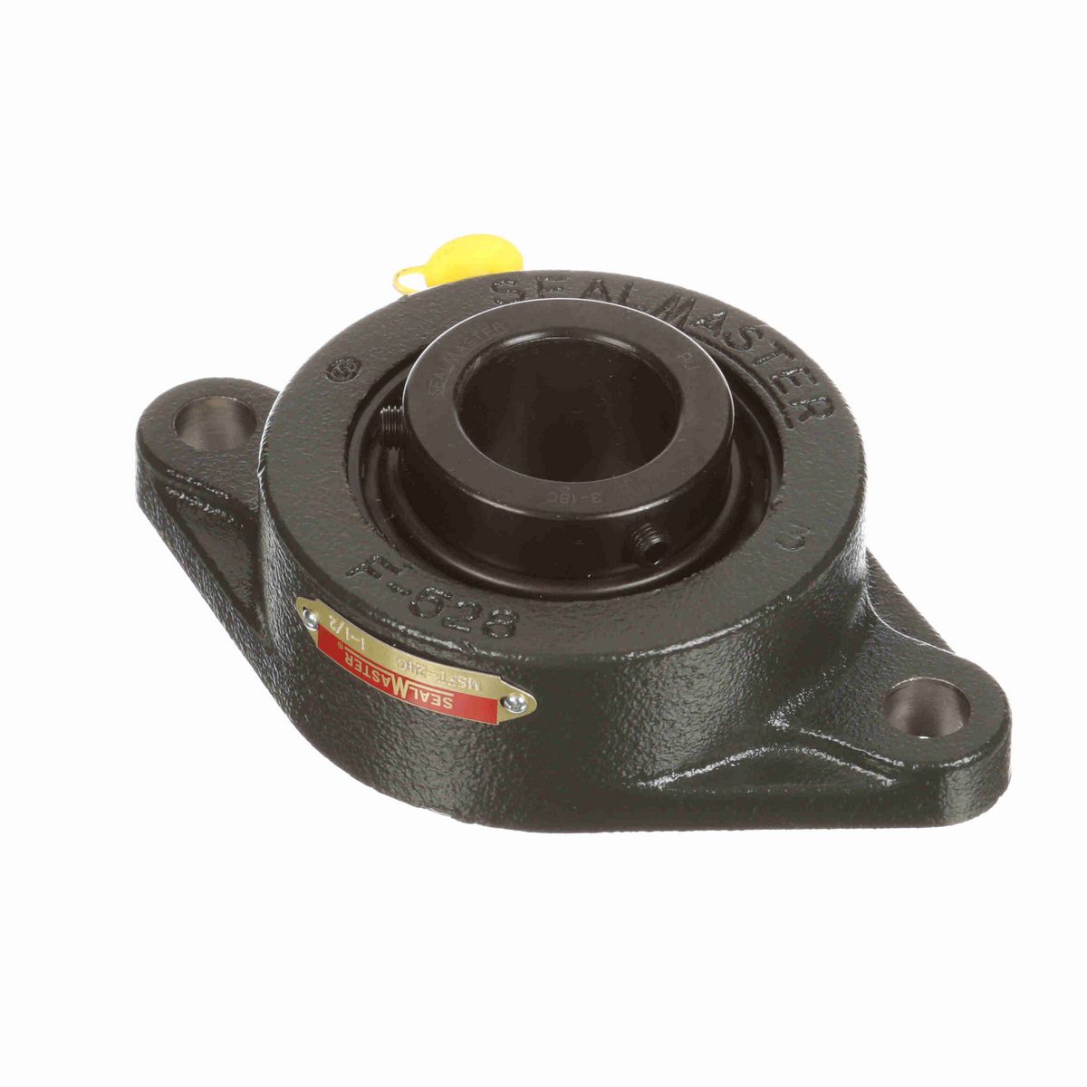 Sealmaster Mounted Cast Iron Two Bolt Flange Ball Bearing - 52100 Bearing Steel, Black Oxided - Setscrew Lock - MSFT-24C