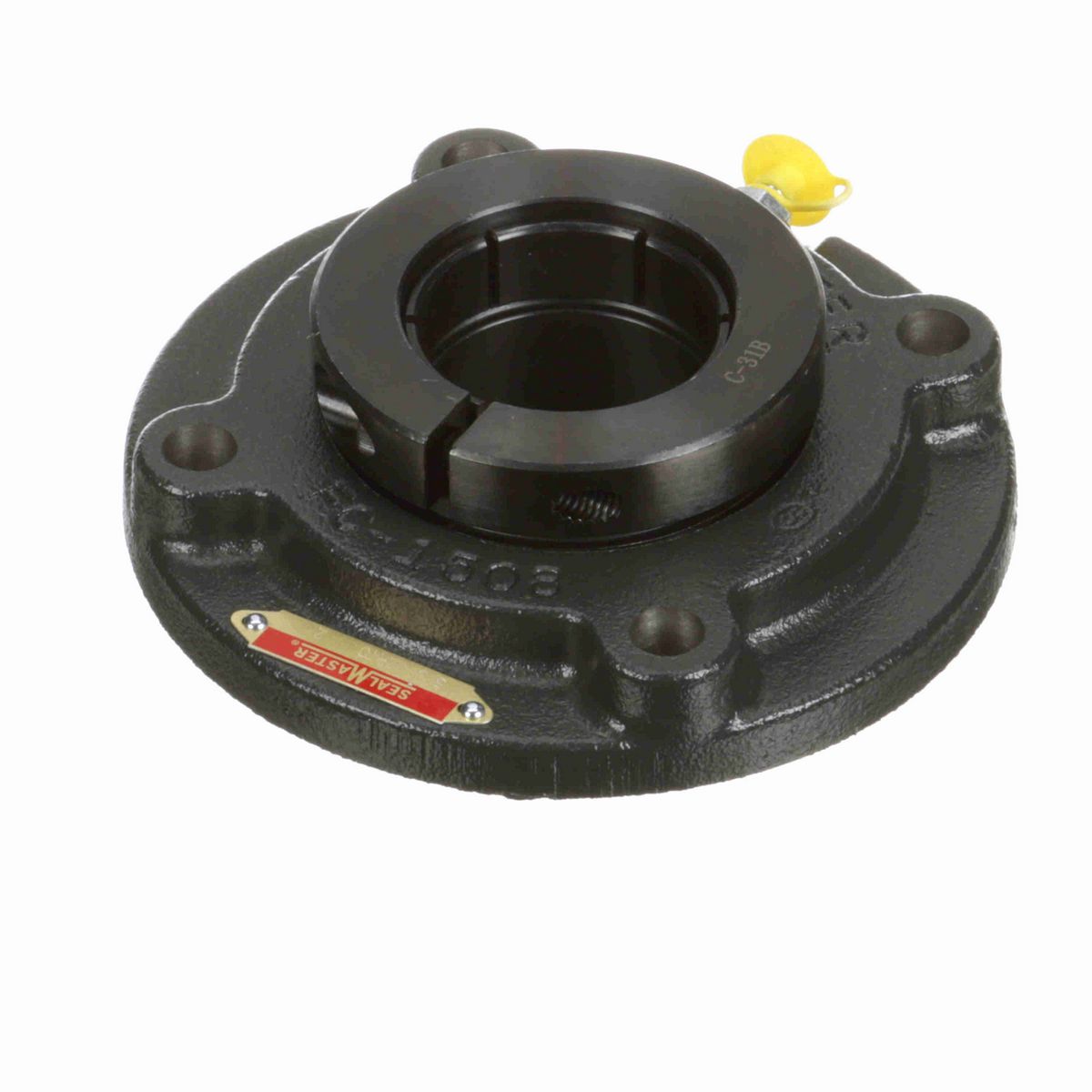 Sealmaster Mounted Cast Iron Flange Cartridge Ball Bearing - 52100 Bearing Steel, Black Oxided - Concentric Lock - SFC-32RTC
