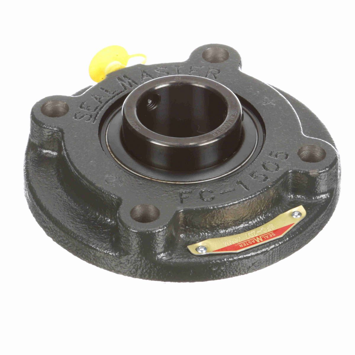 Sealmaster Mounted Cast Iron Flange Cartridge Ball Bearing - 52100 Bearing Steel, Black Oxided - Setscrew Lock - SFC-207