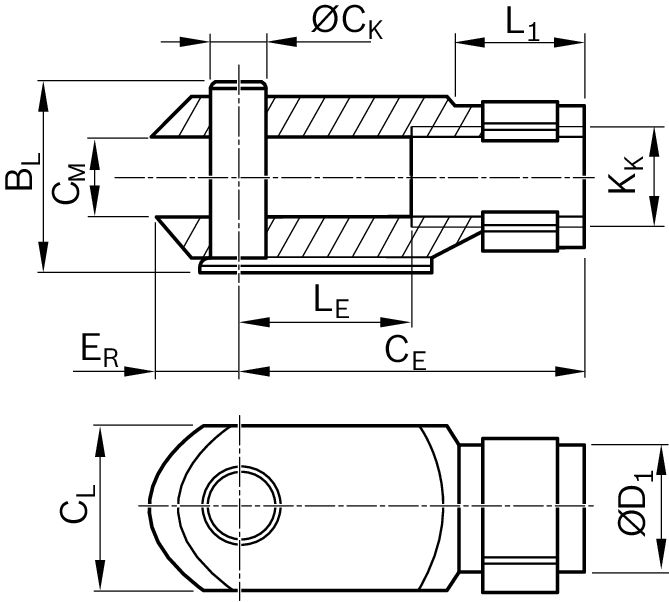 Вилочный паз с внутренней резьбой Bosch Rexroth EMC50/63 & [R349939300]