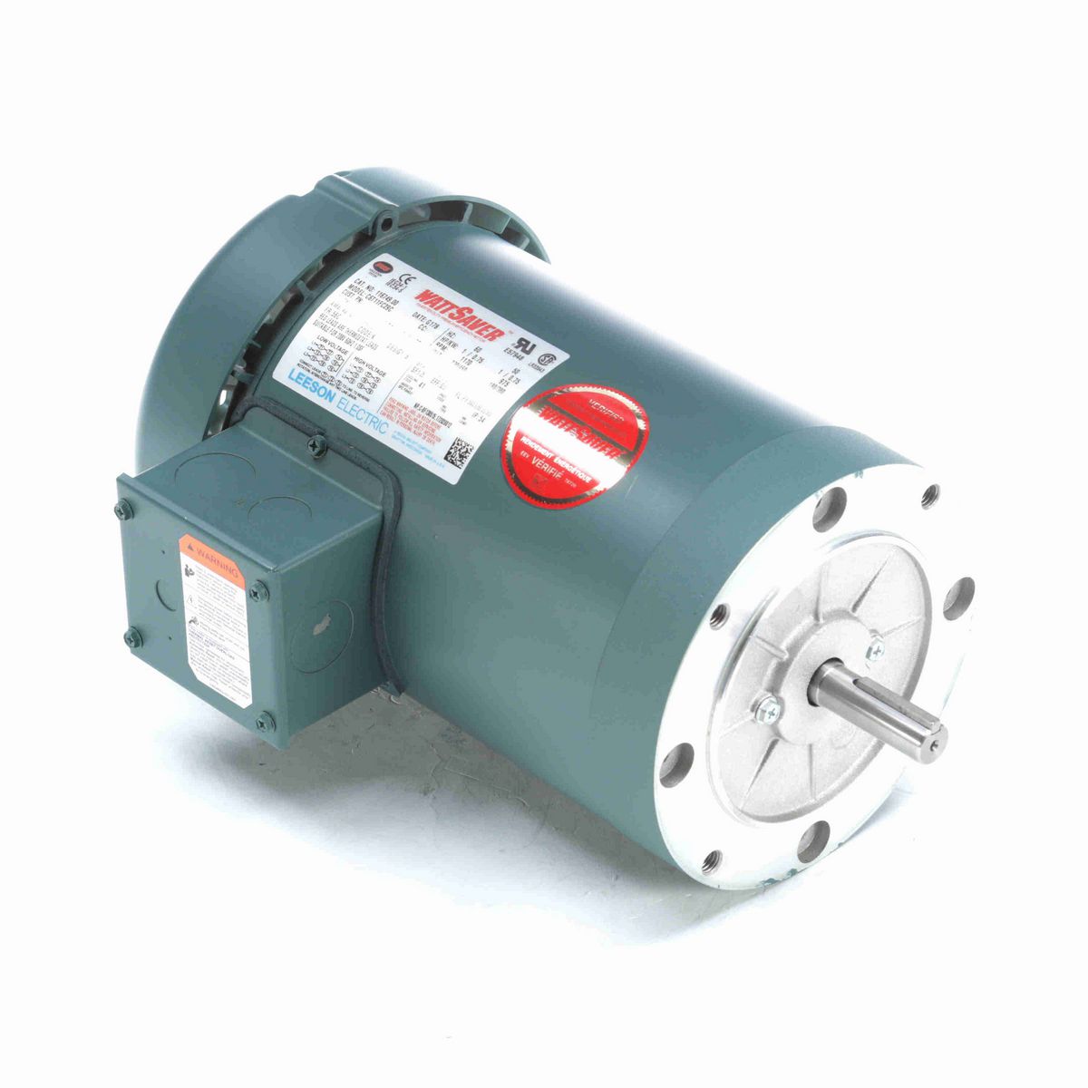 LEESON General Purpose Motor, 1 & 1 HP, 3 Ph, 60 & 50 Hz, 230/460 & 190/380 V, 1200 & 1000 RPM, 56C Frame, TEFC - 116749.00