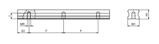 Узкая стандартная направляющая с резьбой снизу SNR LGBR20C04000N-1-0-20.0N