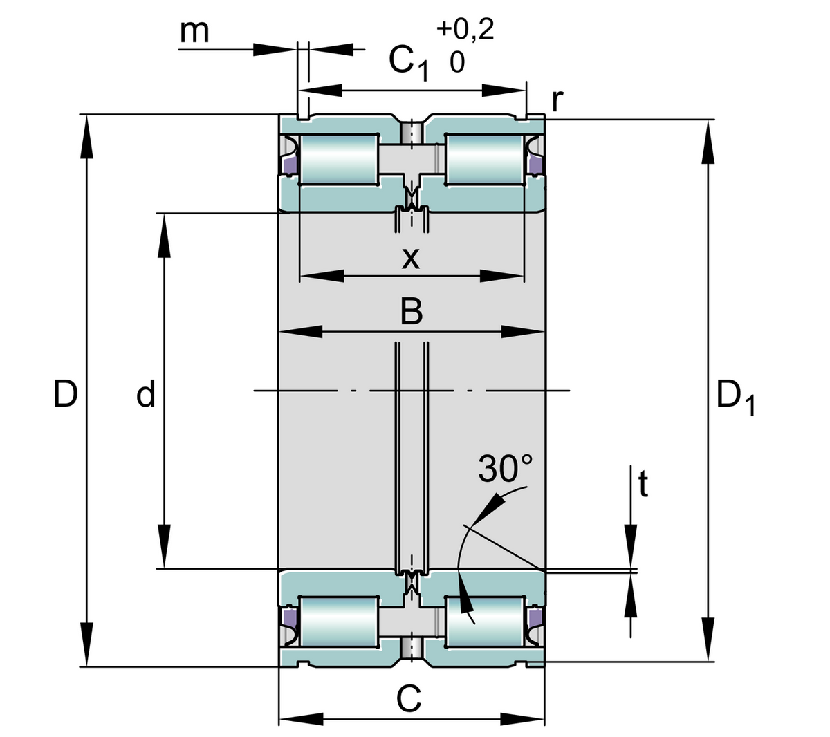 Цилиндрический роликоподшипник INA SL04240-D-PP-2NR-GA22