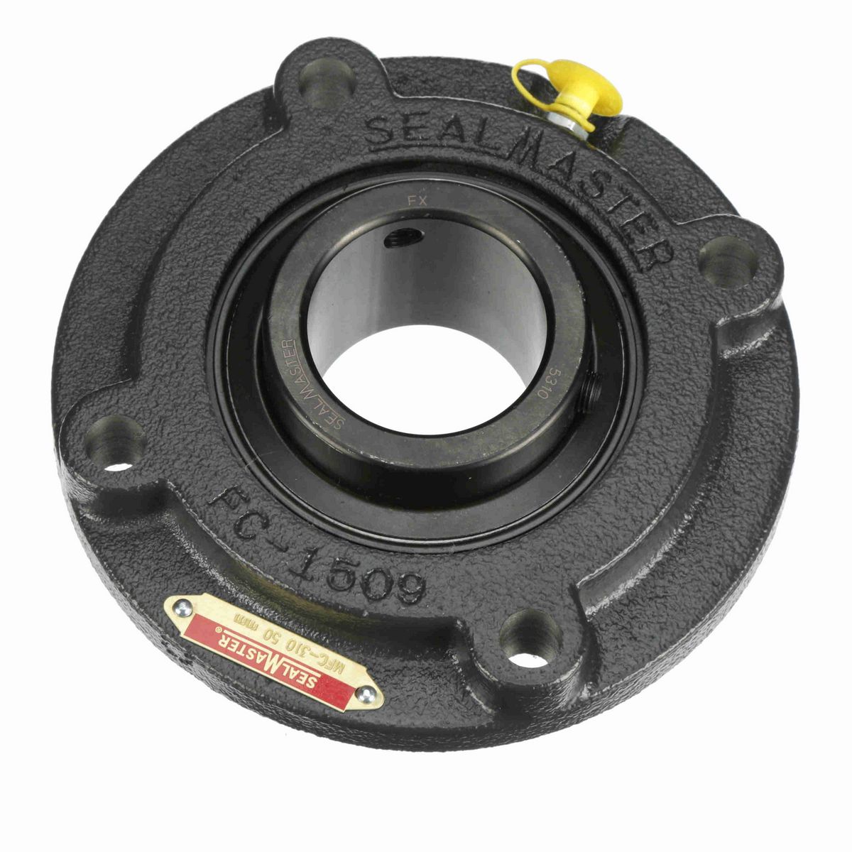 Sealmaster Mounted Cast Iron Flange Cartridge Ball Bearing - 52100 Bearing Steel, Black Oxided - Setscrew Lock - MFC-310