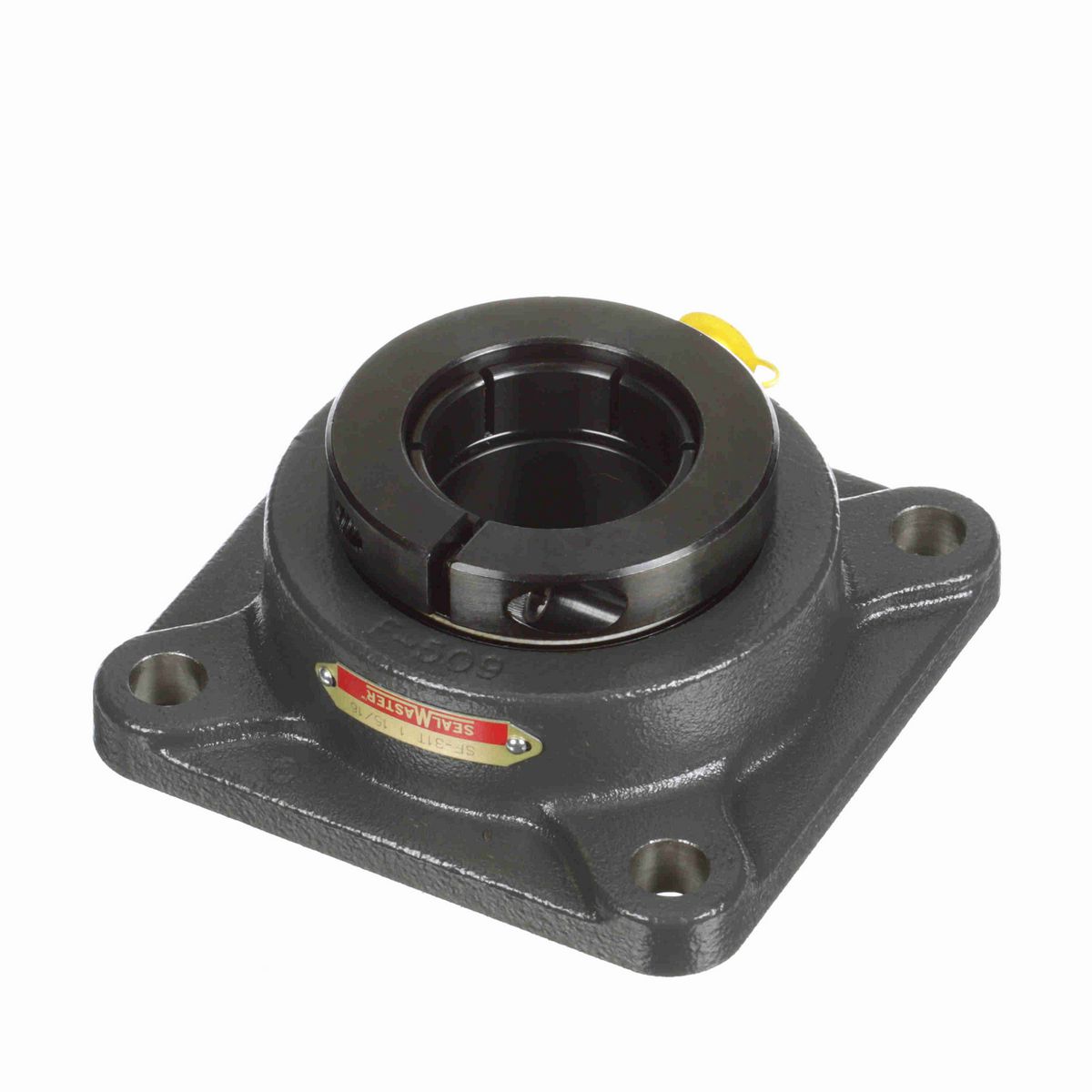 Sealmaster Mounted Cast Iron Four Bolt Flange Ball Bearing - 52100 Bearing Steel, Black Oxided - Concentric Lock - SF-31T