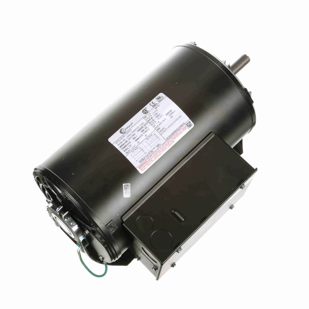 Century General Purpose Motor, 2.0 HP, 1 Ph, 60 Hz, 115/230 V, 1800 RPM, 56 Frame, DP - C859ES