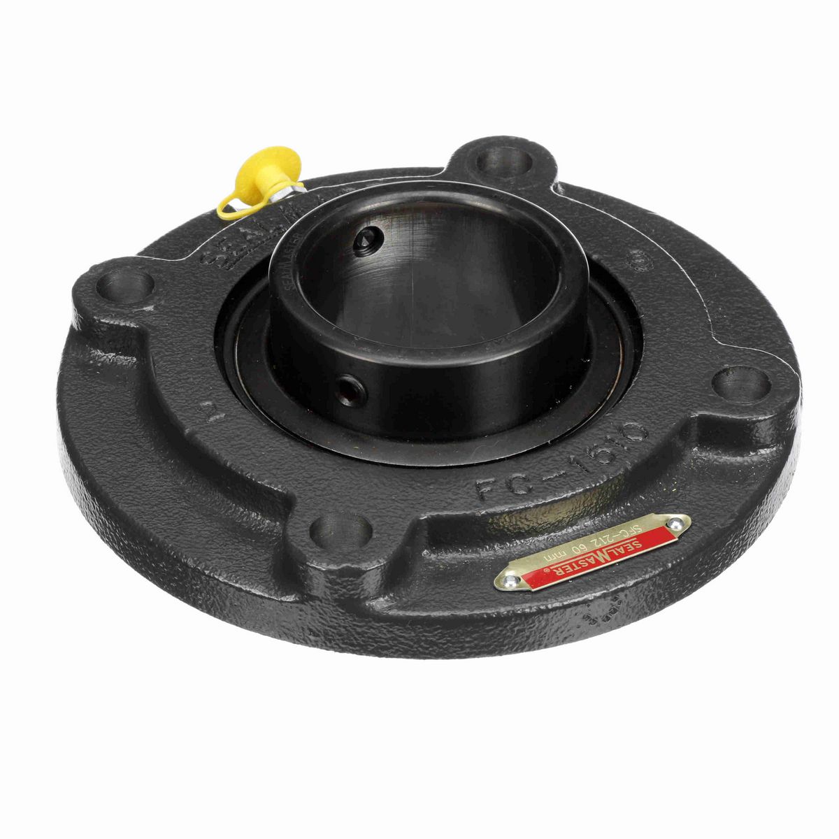 Sealmaster Mounted Cast Iron Flange Cartridge Ball Bearing - 52100 Bearing Steel, Black Oxided - Setscrew Lock - SFC-212