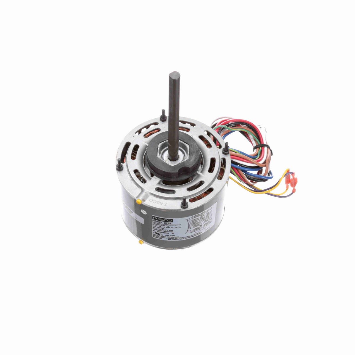 FASCO Fan and Blower Motor, 1/4-1/6-1/8 HP, 1 Ph, 60 Hz, 208-230 V, 1075 RPM, 3 Speed, 48 Frame, ODP - D725