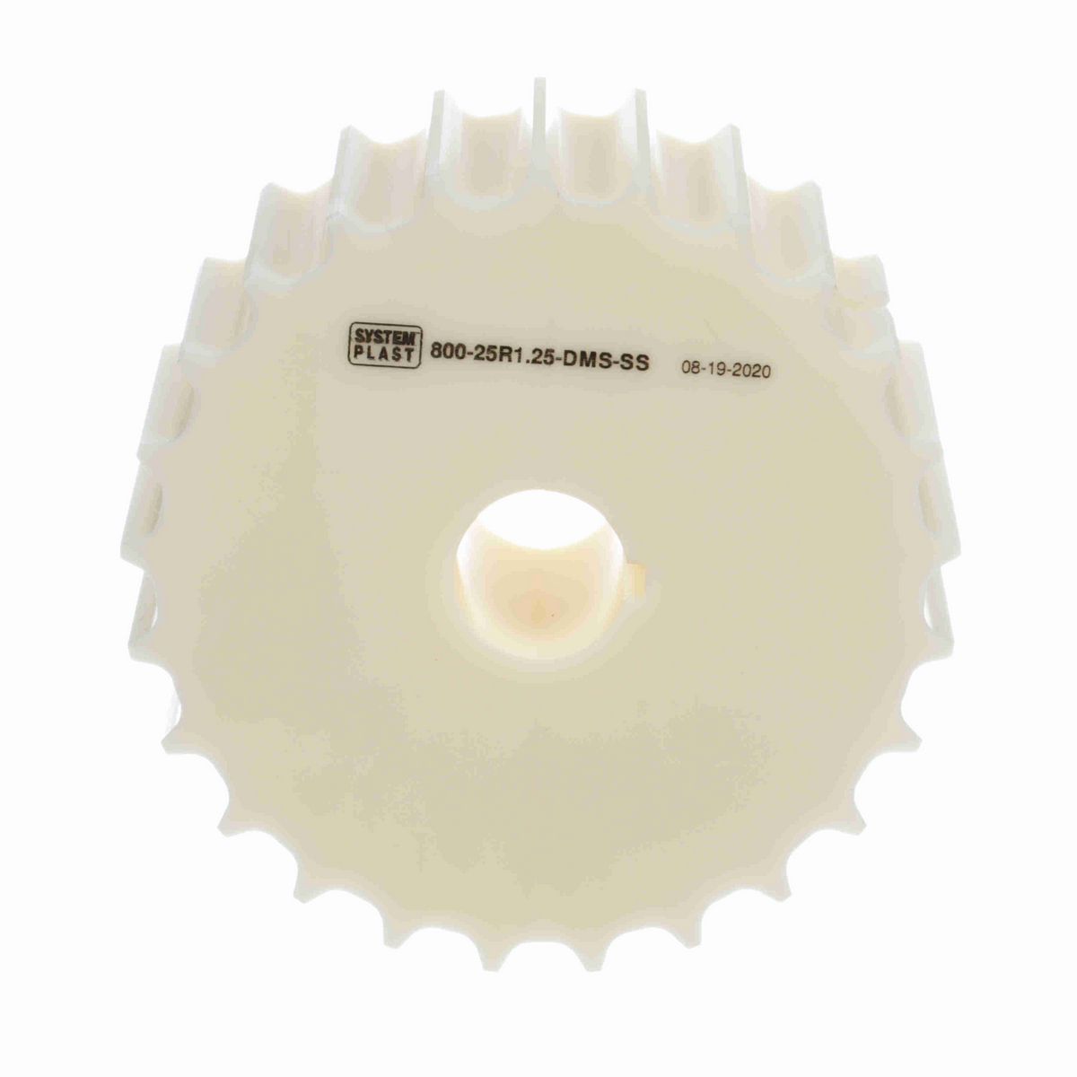 System Plast 800 Series Split Machined Sprocket with 25 Teeth, a 1-1/4in Round Shaft-Ready Bore and Setscrew - 800-25R1.25-DMS-SS