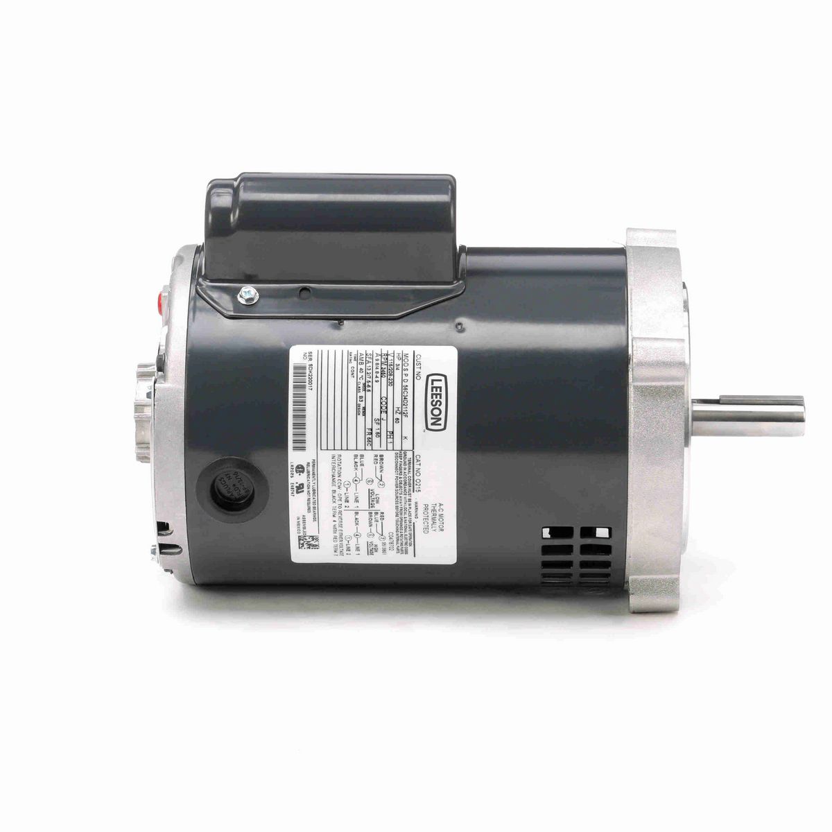 LEESON Fan and Blower Motor, 0.75 HP, 1 Ph, 60 Hz, 115/208-230 V, 3600 RPM, 56C Frame, DP - O215