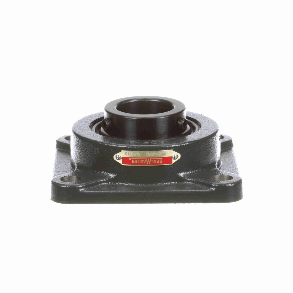 Sealmaster Mounted Cast Iron Four Bolt Flange Ball Bearing - 52100 Bearing Steel, Black Oxided - Setscrew Lock - MSF-27C