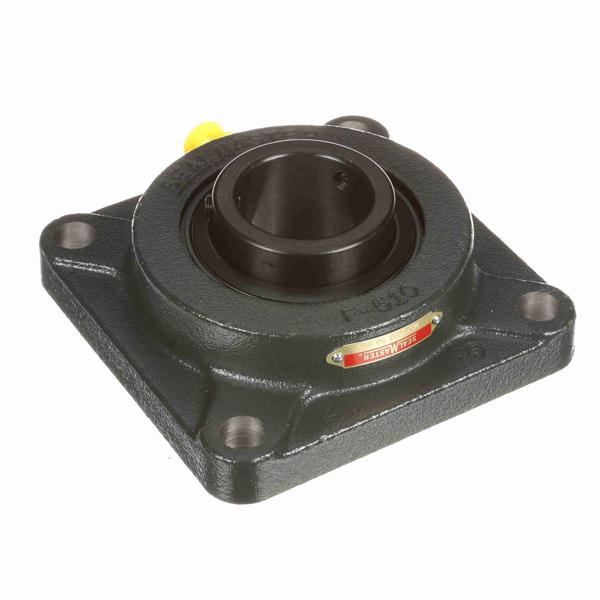 Sealmaster Mounted Cast Iron Four Bolt Flange Ball Bearing - 52100 Bearing Steel, Black Oxided - Setscrew Lock - MSF-310