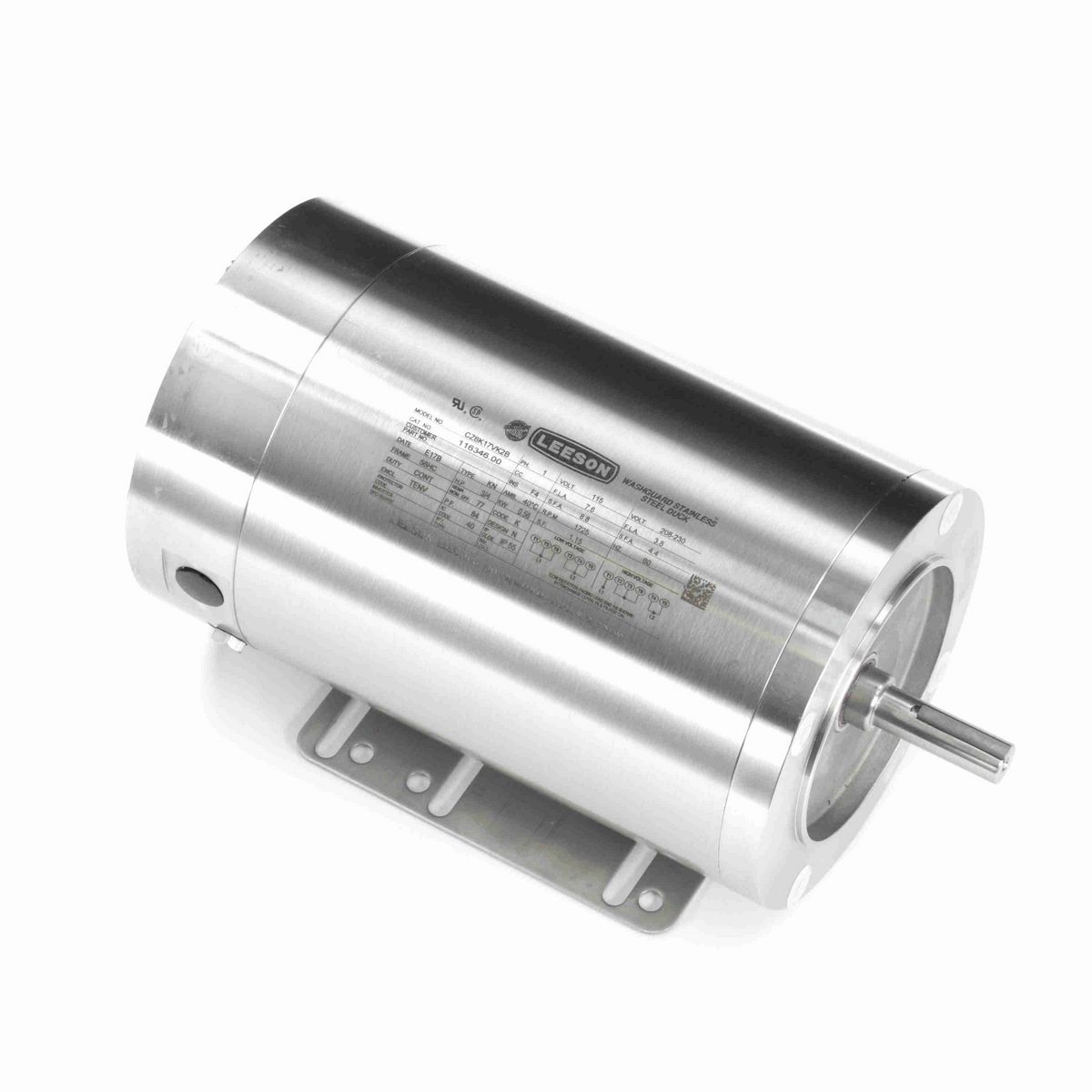 LEESON Premium Duck™ General Purpose Motor, 0.75 HP, 1 Ph, 60 Hz, 115/230 V, 1800 RPM, 56HC Frame, TENV - 116346.00