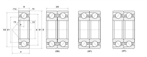 Радиально-упорный шарикоподшипник однорядный или для парного монтажа (дуплексы) NTN 7410BG