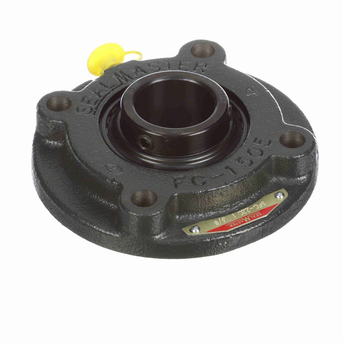 Sealmaster Mounted Cast Iron Flange Cartridge Ball Bearing - 52100 Bearing Steel, Black Oxided - Setscrew Lock - SFC-22C