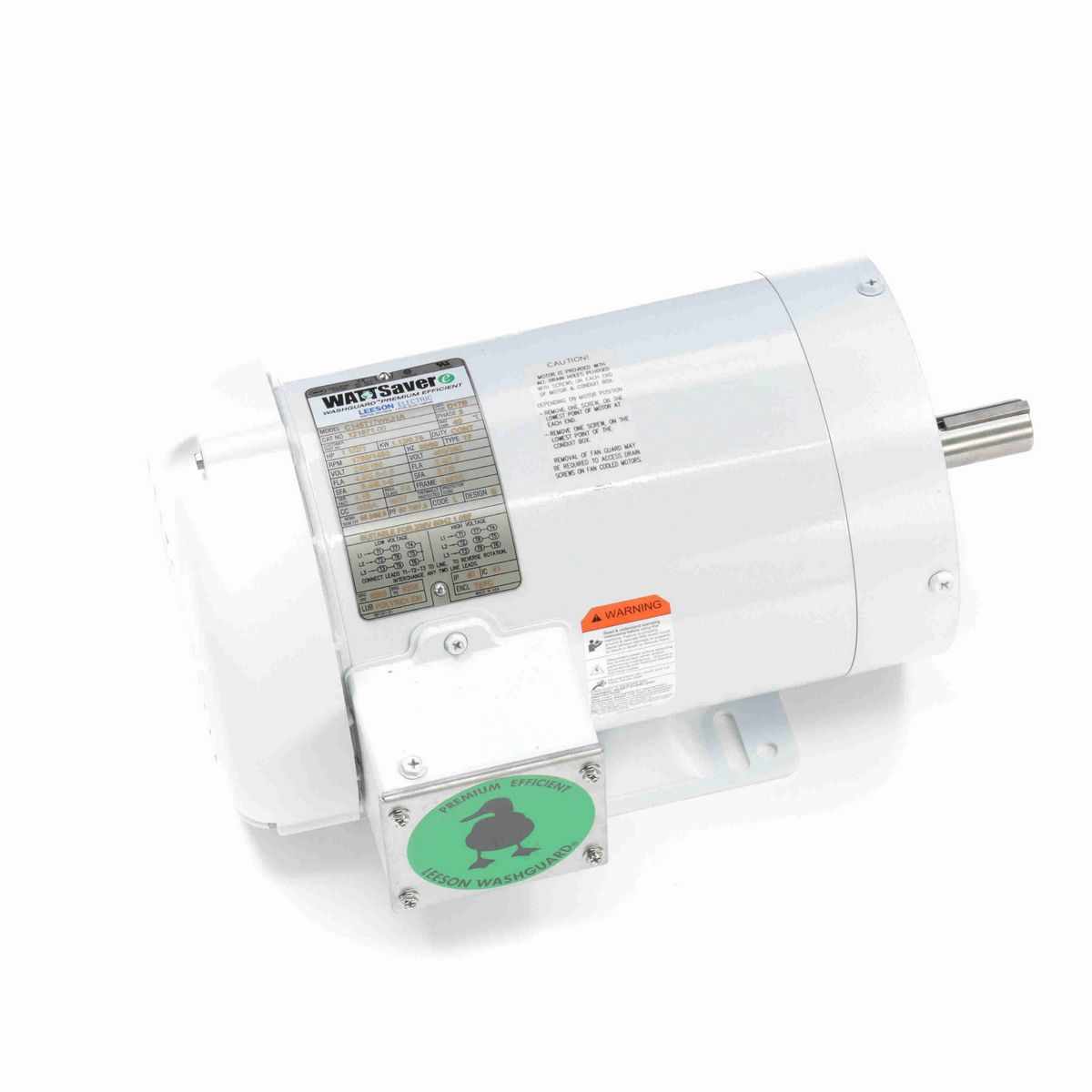 LEESON White Duck™ General Purpose Motor, 1.50 & 1 HP, 3 Ph, 60 & 50 Hz, 230/460 & 190/380 V, 1800 & 1500 RPM, 145TC Frame, TEFC - 121871.00