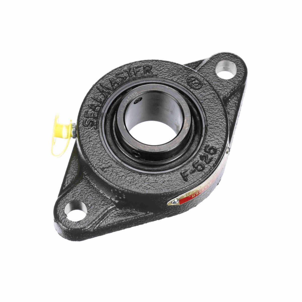 Sealmaster Mounted Cast Iron Two Bolt Flange Ball Bearing - 52100 Bearing Steel, Black Oxided - Setscrew Lock - SFT-19C