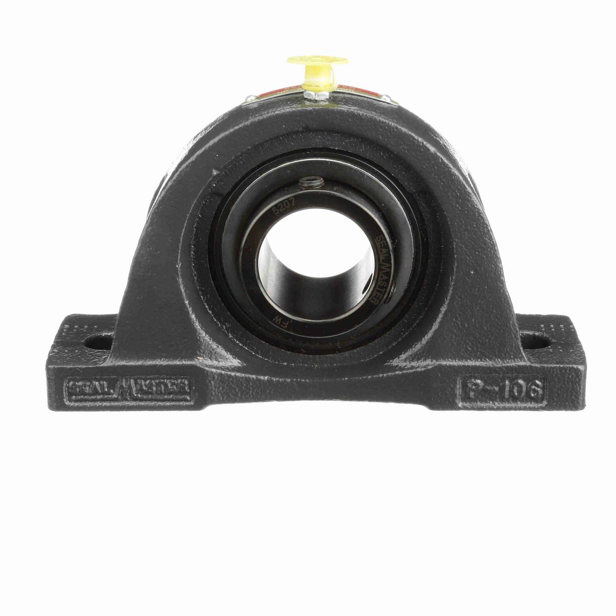 Sealmaster Mounted Cast Iron Two Bolt Pillow Block Ball Bearing - 52100 Bearing Steel, Black Oxided - Setscrew Lock - NP-207