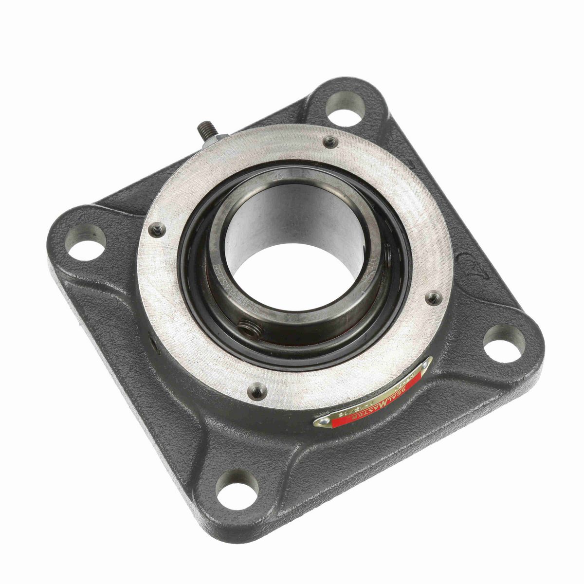 Sealmaster Mounted Cast Iron Four Bolt Flange Ball Bearing - 52100 Bearing Steel, Black Oxided - Setscrew Lock - HF-31