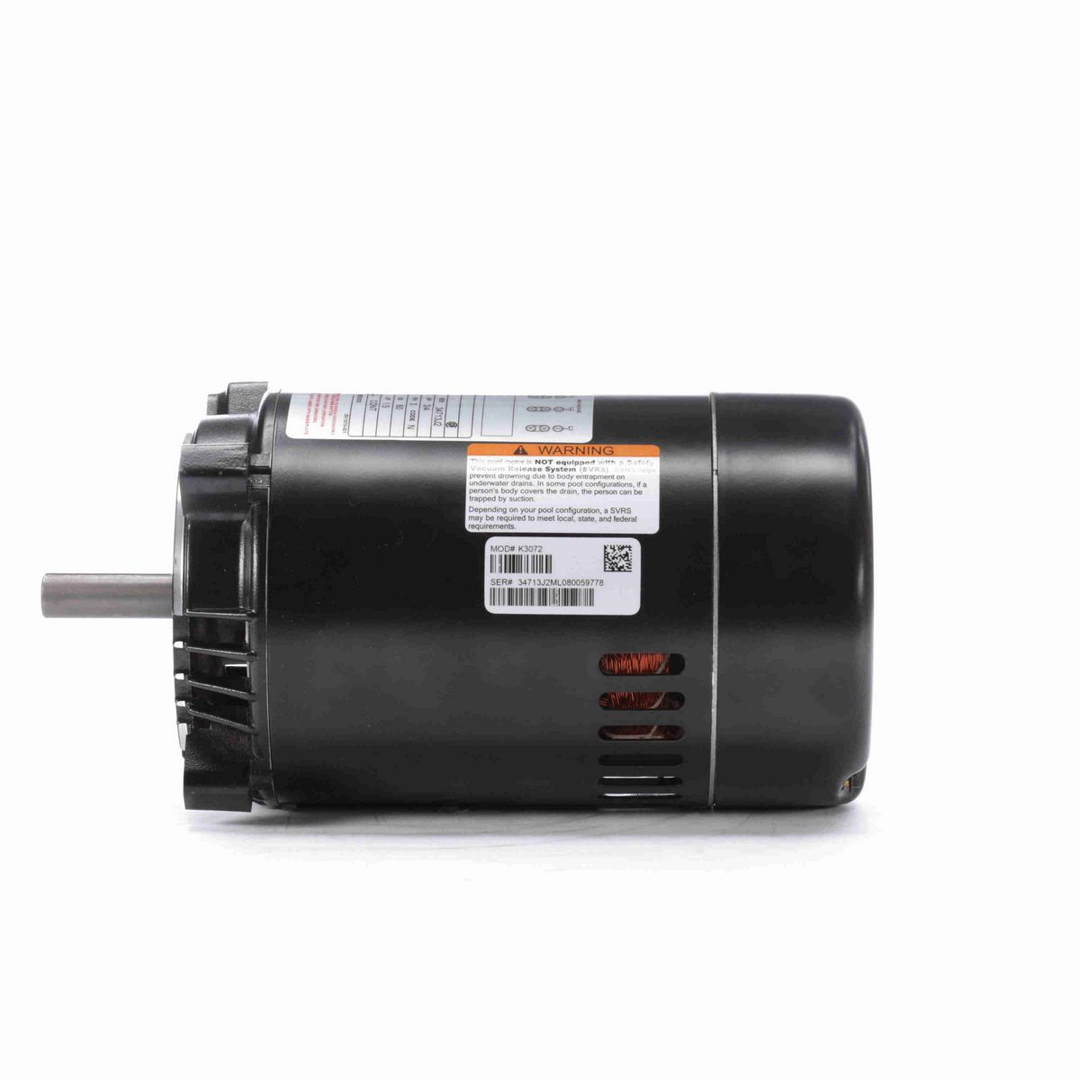 Century Pool Pump Motor, 3/4 HP, 3 Ph, 60 Hz, 208-230/460 V, 3600 RPM, 56C Frame, ODP - K3072