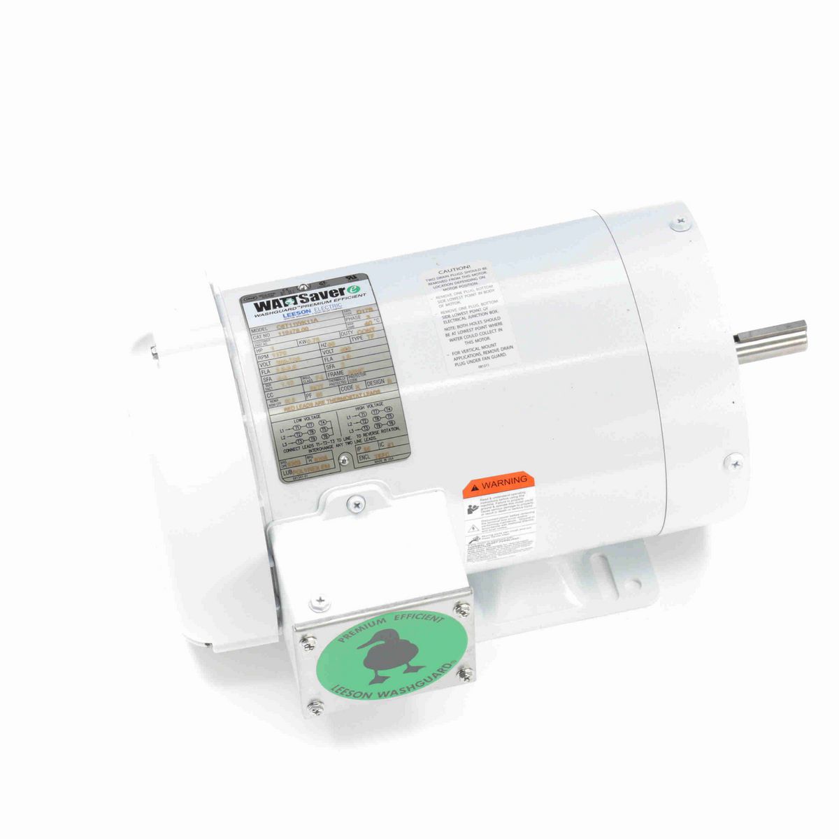 LEESON White Duck™ General Purpose Motor, 1 HP, 3 Ph, 60 Hz, 230/460 V, 1200 RPM, 56HC Frame, TEFC - 119478.00